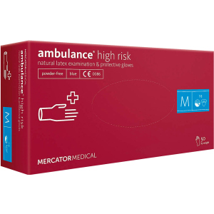 Рукавички Mercator Medical Ambulance High Risk нестерильні латексні неопудрені M 25 пар Сині (17201900) ТОП в Чернівцях