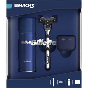 Подарунковий набір для чоловіків Gillette Бритва з 1 змінною касетою Mach 3 + Гель Fusion Ultra Sensitive 75 мл + Дорожній чохол (7702018508624) ТОП в Чернівцях