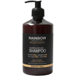 хорошая модель Шампунь без сульфатов и парабенов Rainbow Professional Exclusive Hair молоко+мед питание и увлажнение 500 мл (73349) (8697426733494)