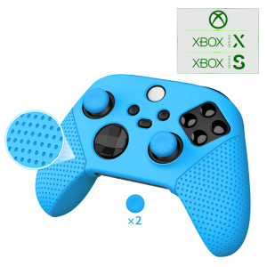 Силиконовый, защитный синий чехол-кейс DOBE для геймпада Microsoft Wireless Controller консоли Xbox Series S | X, две накладки на стики (thumb grips) лучшая модель в Черновцах