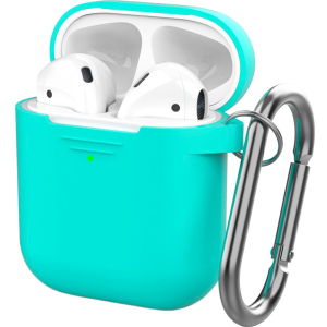 Классический Силиконовый чехол AhaStyle с карабином для Apple AirPods Mint green (AHA-01060-MGR)