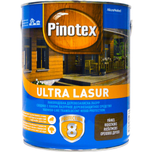 Лазур Pinotex Ultra Lasur - напівматове алкідне просочення для дерева, блакитне, з декоративним ефектом, калюжниця, 3 л (5308987) в Чернівцях