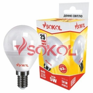 Набор 100 шт. LED лампа SOKOL G45 5.0W 220В E14 4100К ТОП в Черновцах