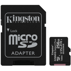 Kingston microSDXC 256GB Canvas Select Plus Class 10 UHS-I U3 V30 A1 + SD-адаптер (SDCS2/256GB) ТОП в Чернівцях
