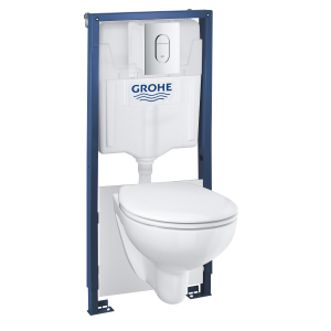 купити Інсталяція GROHE SOLIDO 5 в 1 39418000 з панеллю Arena Cosmopolitan 38844000 хром + унітаз GROHE Bau Ceramic 39427000 + сидіння 39493000 Soft Close