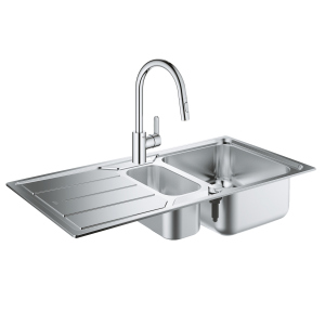 хорошая модель Набор Grohe мойка кухонная K500 31572SD0 + смеситель Eurostyle Cosmopolitan 31482003