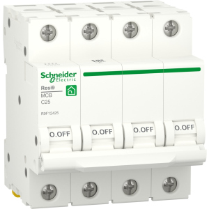 Автоматичний вимикач Schneider Electric RESI9 25 А, 4P, крива С, 6кА ТОП в Чернівцях