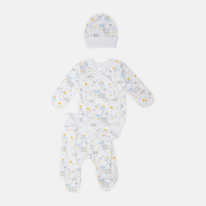 Комплект (боді+повзунки+чепчик) Garden Baby 40194-02 62 см Хмари блакитні (4824019402220) в Чернівцях