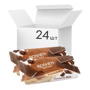 Упаковка вафель Roshen Wafers Какао-Молоко 216 г х 24 шт (4823077632853)