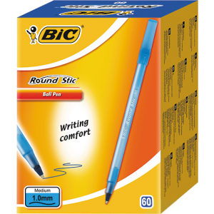 Набір кулькових ручок BIC Round Stic M Blue, 60 шт., вузол для письма 1мм, товщина лінії 0,4мм (3086123256378) ТОП в Чернівцях