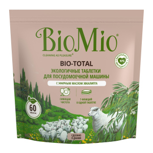 Таблетки для посудомийної машини BioMio Bio-Total 7 в 1 з маслом евкаліпту 60 шт (4603014004673) в Чернівцях