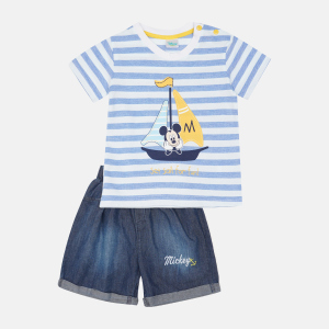 Костюм (футболка + шорти) Disney Mickey Mouse MC15449 74-80 см Білий з синім (8691109786661)
