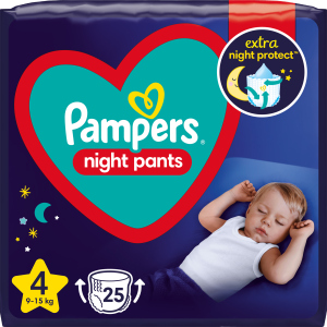 Підгузки-трусики нічні Pampers Night Pants Розмір 4 (9-15 кг) 25 шт (8006540234709) краща модель в Чернівцях