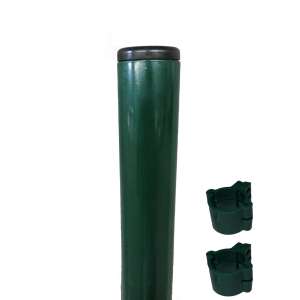 Столб заборный Техна Эко металлический круглый с полимерным покрытием и креплениями 1500 мм D=45 мм Зеленый (RAL6005 PTE-04) ТОП в Черновцах