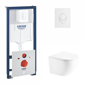 хороша модель Набір інсталяція 4 в 1 Grohe Rapid SL 38722001 + унітаз з сидінням Qtap Robin QT1333046ENRW