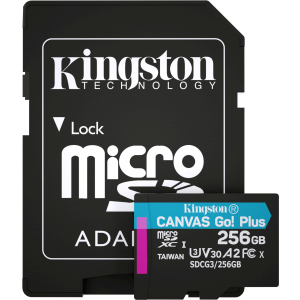 Kingston MicroSDXC 256 ГБ Canvas Go! Plus Class 10 UHS-I U3 V30 A2 + SD-адаптер (SDCG3/256GB) в Чернівцях