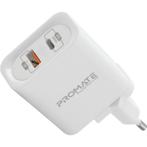 Зарядний пристрій Promate PowerPort-36 36 Вт Type-C PD + USB QC 3.0 White (powerport-36.white) в Чернівцях