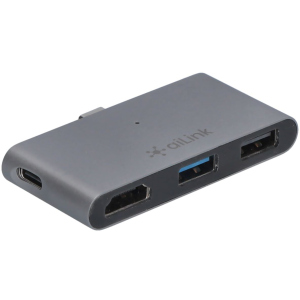 USB-хаб адаптер Ailink Aluminium USB-C 4K HDMI mini jack 3.5 мм Hub 5 в 1 Space Grey (AI-S8Pro_sg) в Чернівцях