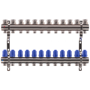 Коллекторный блок с термостатическими клапанами KOER KR.1100-12 1”x12 WAYS (KR2638) лучшая модель в Черновцах