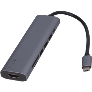 USB-хаб адаптер Ailink Aluminium 7 в 1 USB-C 4K HDMI 100W PD Reader Hub ТОП в Чернівцях