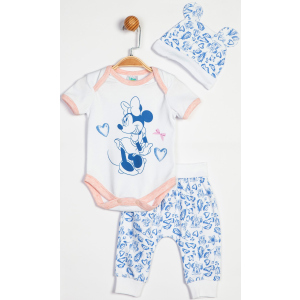 купити Комплект (боді+штани+шапка) Disney Minnie Mouse MN13931 86-92 см Біло-рожевий з синім (8691109747839)