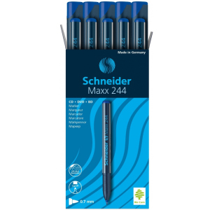 Набір маркерів для CD та DVD Schneider Maxx 244 0.7 мм Синій 10 шт (S124403) краща модель в Чернівцях