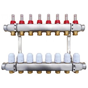 Колектор для теплої підлоги Raftec RC03-09 з витратомірами в Чернівцях