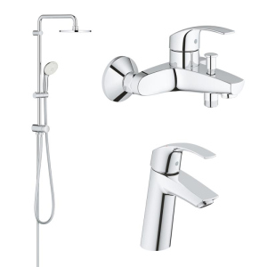 Набір змішувачів 3в1 Grohe Eurosmart 123389M хром (81260) краща модель в Чернівцях