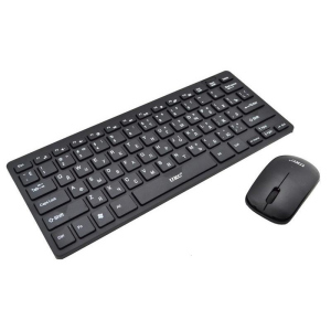 Беспроводная клавиатура и оптическая мышь комплект KeyBoard UKC 901 Mini Черная для компьютера тихая с низкопрофильными клавишами USB 2,4 ГГц (48885) рейтинг