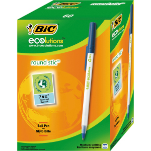 Набір кулькових ручок BIC Round Stic ECOlutions Синій 1 мм 60 шт (3086123256651) в Чернівцях