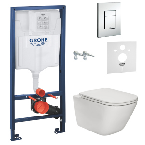 Інсталяція GROHE Rapid SL 38772001 із панеллю змиву Skate Cosmopolitan 38775001 + унітаз ROCA Gap Rimless A34H470000 із сидінням Slim Soft Close краща модель в Чернівцях