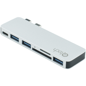 USB-хаб Qitech Aluminium Mini Type-C + Type-A + MicroSD + SD для Macbook Pro і Air Silver (QT-Hub4_sl) краща модель в Чернівцях