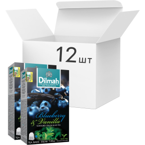 Упаковка чаю чорного пакетованого Dilmah Голубика та ваніль 12 шт по 20 пакетиків (19312631142065) краща модель в Чернівцях