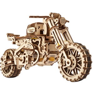 хороша модель Механічний пазл Ugears Мотоцикл Scrambler UGR-10 з коляскою (4820184121133)