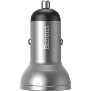 Автомобільне ЗУ Baseus Digital Display Dual USB 4.8A Car Charger 24W CCBX-0S Silver надійний