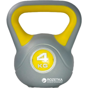 Гиря LiveUp Plastic Kettel Bell 4 кг Grey/Yellow (LS2047-4) ТОП в Черновцах