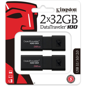 Kingston DataTraveler 100 G3 2x32GB USB 3.0 (DT100G3/32GB-2P) лучшая модель в Черновцах