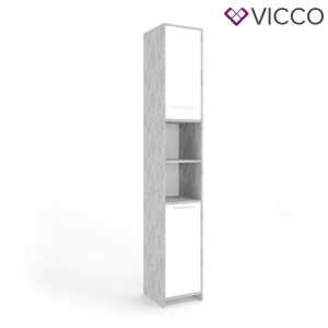 Шкаф пенал для ванной Vicco Kiko, 30x190, бетон лучшая модель в Черновцах